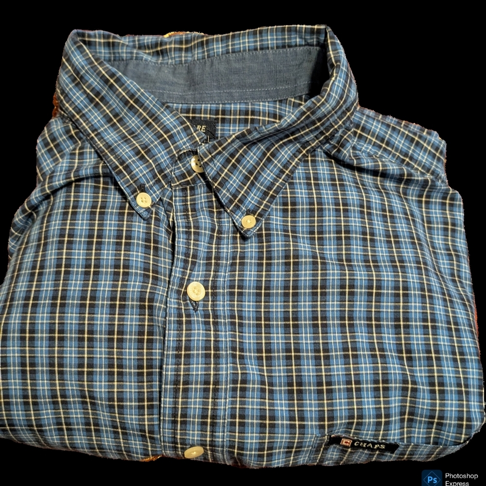 Chaps Navy and Light Blue Checkered Shirt